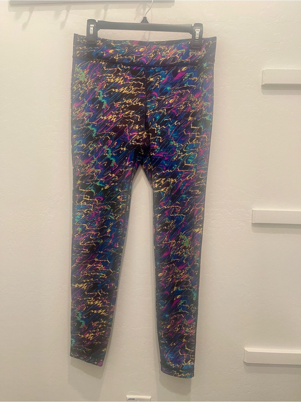 Fila Black Leggings with Multicolor Neon Scribble Print